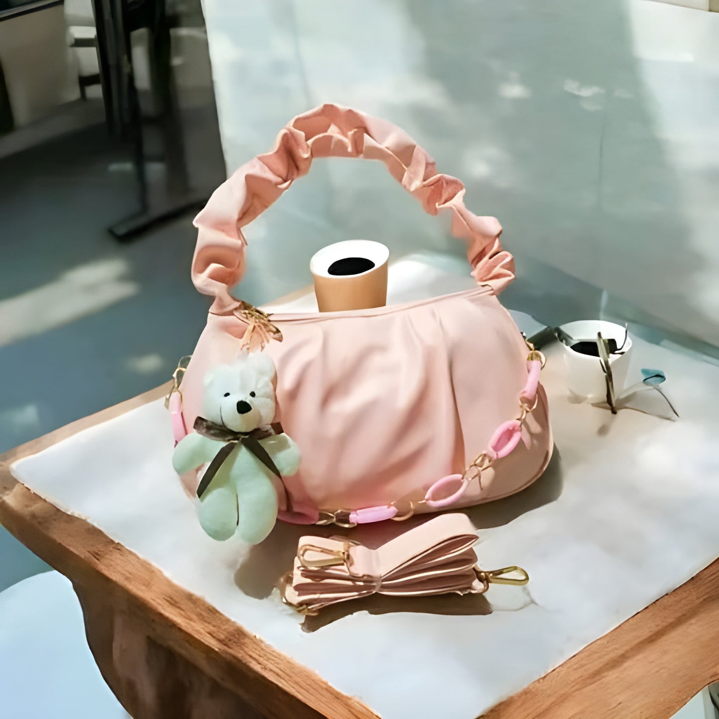 Ruched Handle Shoulder Bag