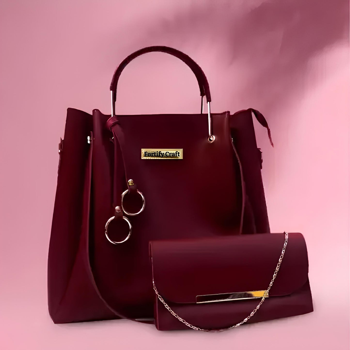 Maroon Tote + Clutch Combo