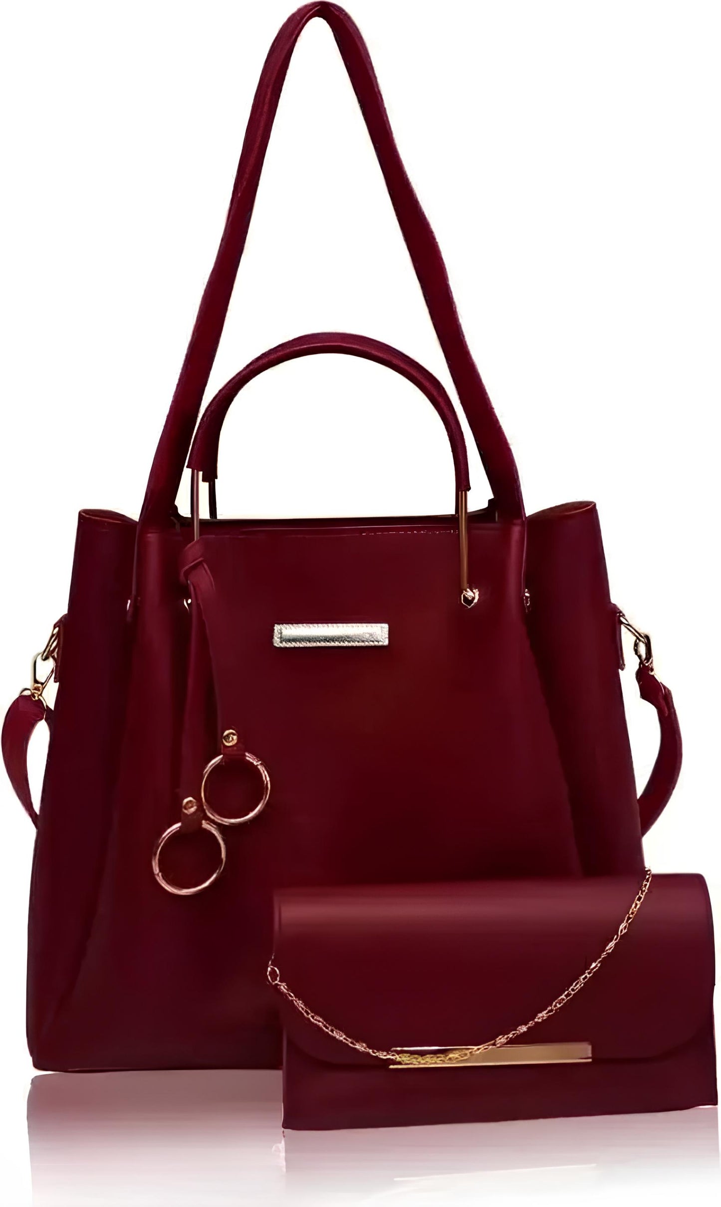 Maroon Tote + Clutch Combo